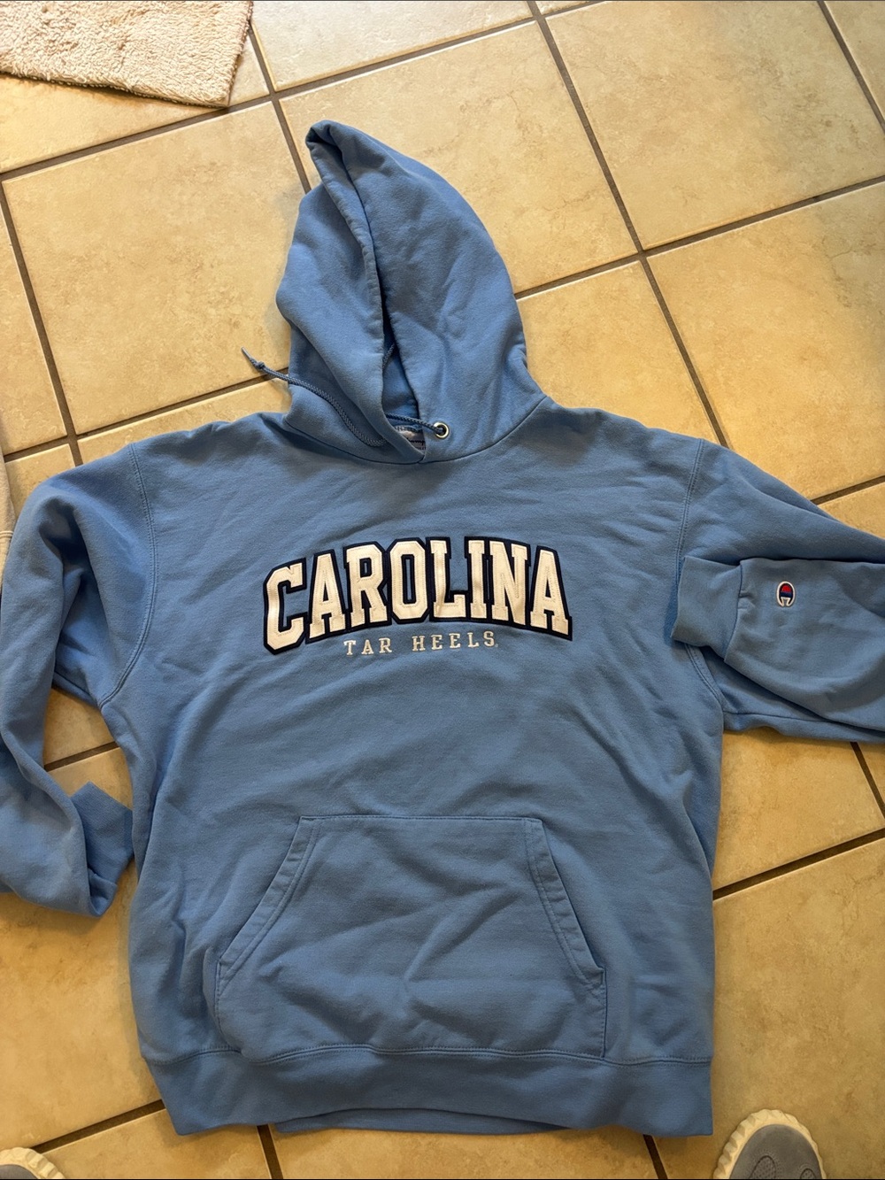 Vintage Carolina Tar Heels Light Blue Hoodie Sweatshirt champion sewn letters